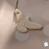 Кулон Пташка горлиця біла, авторський розпис. Ручна робота